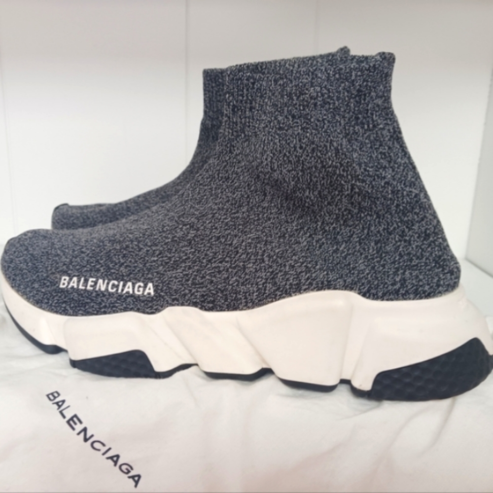 NEW Balenciaga Speed Trainers Mid Lurex knit boot sock sneakers chunky high sz 8